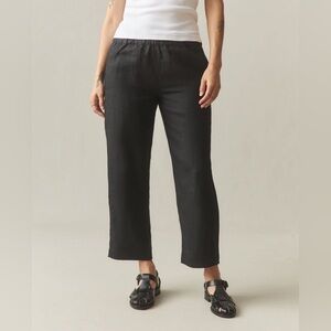 American Giant Women's Linen Pants Pull On Large Meteorite Wide Leg Ankle G18